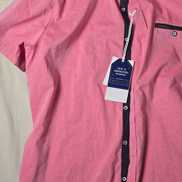 Craft‎ + Flow Button Up Short Sleeves Pink Wash Cuff Sleeves Shirt Size Medium - Picture 9 of 14
